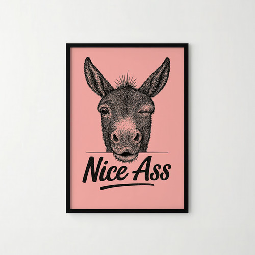 Funny donkey wall art - a4,