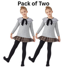Girls Thermal Tights Pack of 2 Winter Warm Thick Soft Fleeced Inside Kids Tights