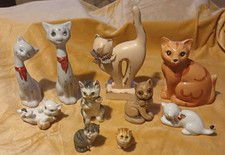 CAT ORNAMENT LOT BUNDLE 10 INC VINTAGE AND MODERN RESIN POTTERY CHINA