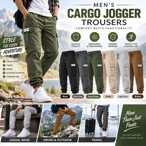 Mens cargo combat trousers - mens,
