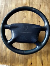 Porsche 993 Steering Wheel & Airbag, Original Blue Leather, Faded, For Refurb