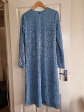 Stine Goya Celsia Hydrangea Dress Blue Sequin Midi Party Size M NWOT