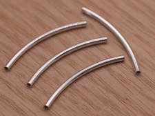 Sterling Silver Curved Tube & S Shape Beads 925 Noodle Spacer Jewellery Making