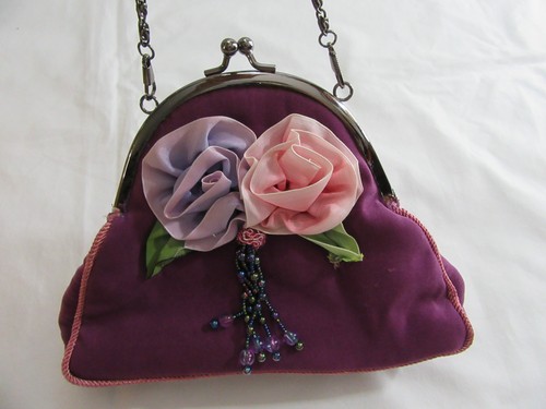 Purple pink fabric triangle - purple, &
