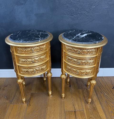 Pair round french gilt louis - pair,