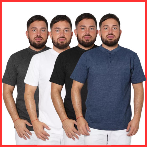 Mens short sleeve plain henley - mens,