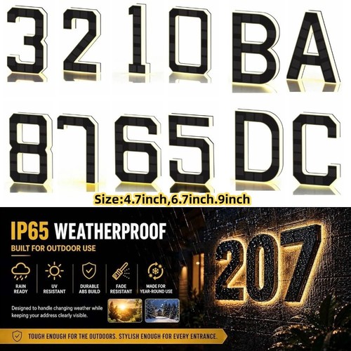 Illuminated solar house number - house,