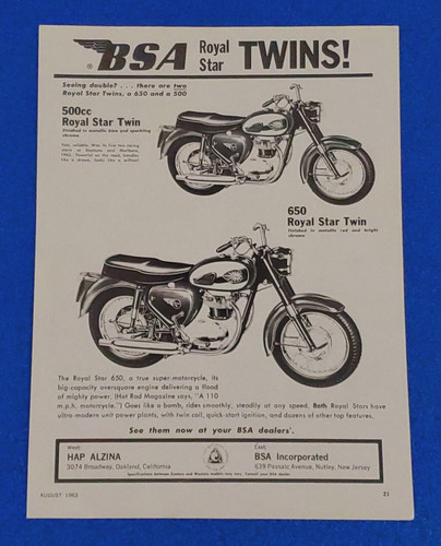 1963 bsa royal star twins - 1963,