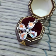 925 Sterling Silver Necklace, Northern Lights Mystic Topaz Pendant, 16" Chain 