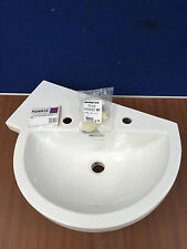 Heritage Bathrooms - Zaar PZWR15 Offset Corner Basin - R/H - 2 Tapholes - White