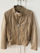 Genuine Diesel women’s cream leather jacket size 8-10 Small 