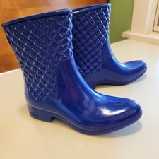 CCILU Quilted Rain Equestrian Welly Boots DriftBlue Women Sz 7 US/ 38A EAU  