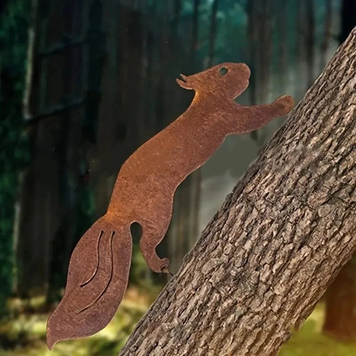 Rusty metal squirrel tree - rusty,
