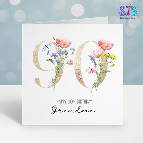 Personalised 90th floral - 90th,