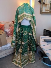 Green Heavy Indian Bollywood  Lengha choli skirt maximum size of 36” UK