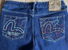 Evisu Vintage Custom Made Selvedge Denim Jeans W32 L34 Camo Embroidery Lot. 2017