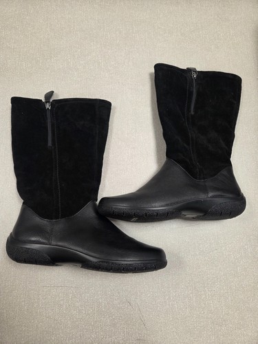 Hotter black leather suede mid - hotter,