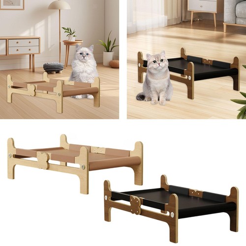 Wooden raised dog bed - bed, cats