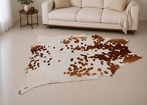 Genuine brown white cowhide - genuine,