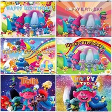 3D Trolls Birthday Backdrop