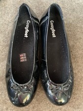 Ladies Cosyfeet Black Patent Dress Shoes Size 8 Extra Wide Fit, Hardly Worn