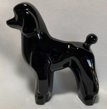 Baccarat Black Crystal Standard Poodle Figurine 5"X 4.5" Etched France