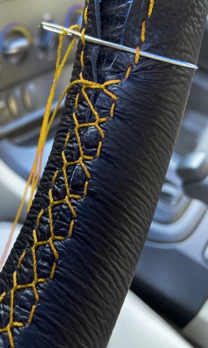 Black leather steering - black, wheel