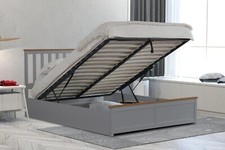 GREY WOODEN OTTOMAN BED 3FT 4FT 4FT6 DOUBLE 5FT KINGSIZE MEMORY FOAM MATTRESS