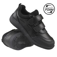 Boys School Shoes Kids Black Trainers Twin Touch Strap Junior Children Size Shoe