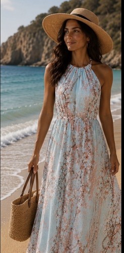 Floral maxi halter dress - floral,
