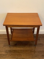 Mid-Century Danish Teak Drinks & Games Trolley with Green Baize Top