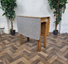 Vintage Mid-Century Grey Mosaic Formica Dropleaf Dining Table Retro Scandi MCM