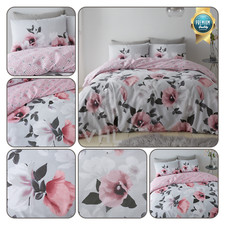 New Poppy Duvet Cover Printed Floral Reversible Bedding Set Single Double King