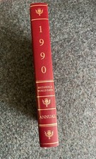 1990 Annual Encyclopedia Britannica World Data Book of the Year Red Leather New