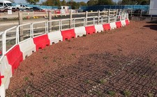 Water Filled Red & White Plastic Base with Metal Barrier