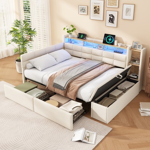 4ft6 double bed - double, upholstered