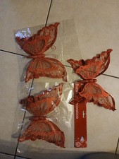3 Large Red Glitter Butterfly Clip-on Decorations Christmas Tree Ornaments
