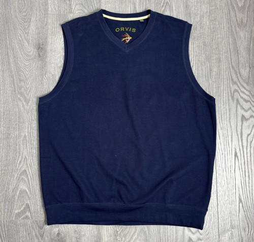 Orvis neck jumper vest navy - v-neck,
