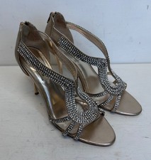 Dune Gold Leather Heels Womens