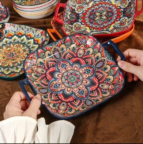 1pcs bohemian ceramic salad - 1pcs,