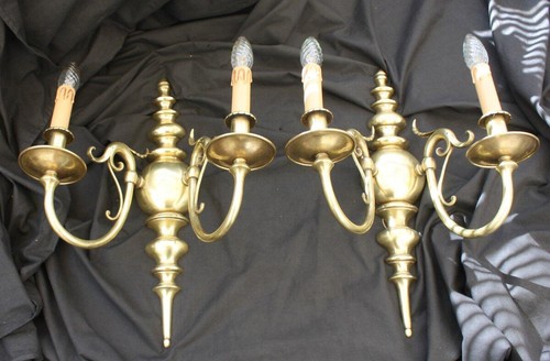 Vintage pair brass wall - vintage, of