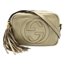 GUCCI Soho Small Disco Tassel Shoulder Bag/Pochette in Gold Leather (308364)
