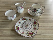 ROYAL ALBERT PETIT POINT CHINA  TRIO MILK JUG & SUGAR BOWL NO 778676