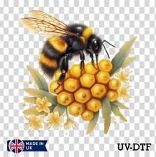 Floral bee honey comb uv - bee,