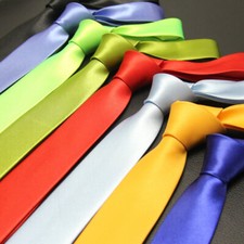 Men's Skinny Solid Plain Satin Tie 5cm Wide wedding event prom