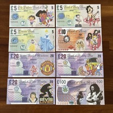 8 Novelty  Bank Notes Pound Elvis Presley Man U Betty Boop Bob Marley