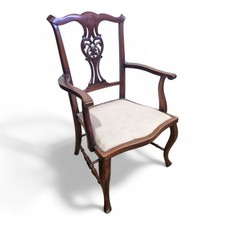 Antique Victorian carved mahogany parlour bedroom occasional chair - armchair