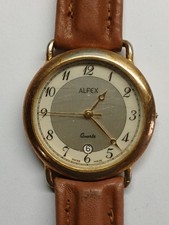 Mens Vintage Alfex Watch Working Battery In Used Condition Missing Crown