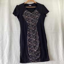 Jus D'orange Womens Black Floral Lace Detial Dress Size 10 - 12 
