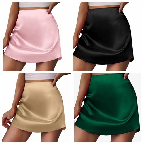 Stain silk short skirt - short, a-line